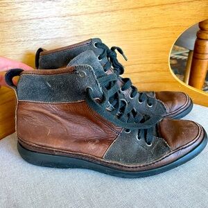 John Varvatos Leather and Suede High Top Sneaker